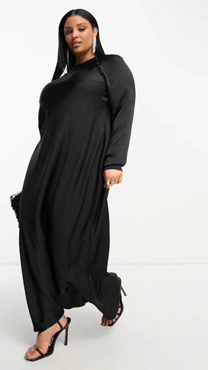 Curve Satin Biased Maxi Dress