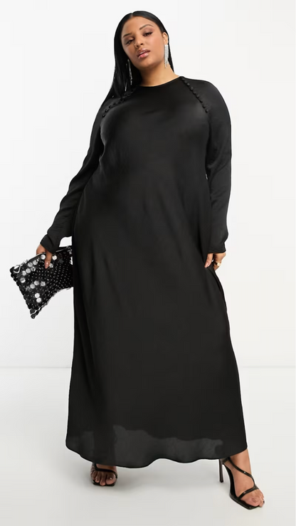Curve Satin Biased Maxi Dress