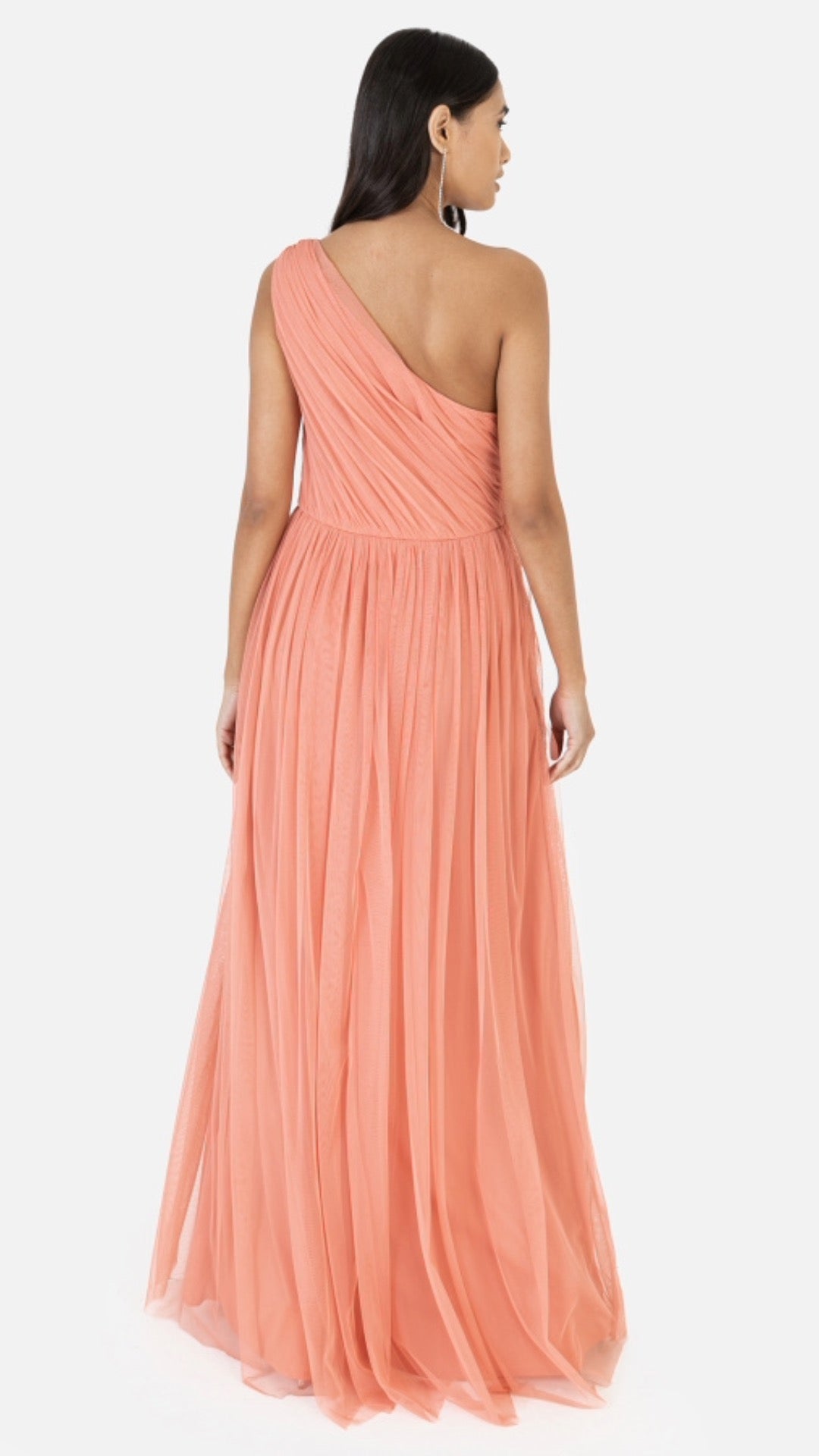 Coral One Shoulder Maxi Dress
