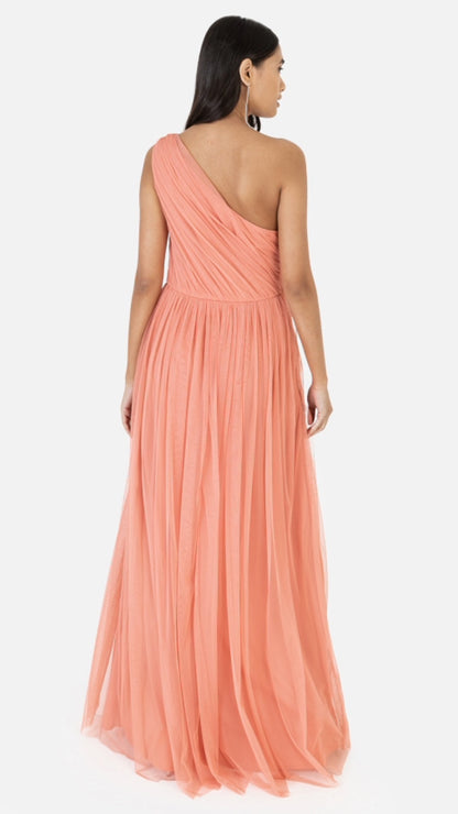 Coral One Shoulder Maxi Dress