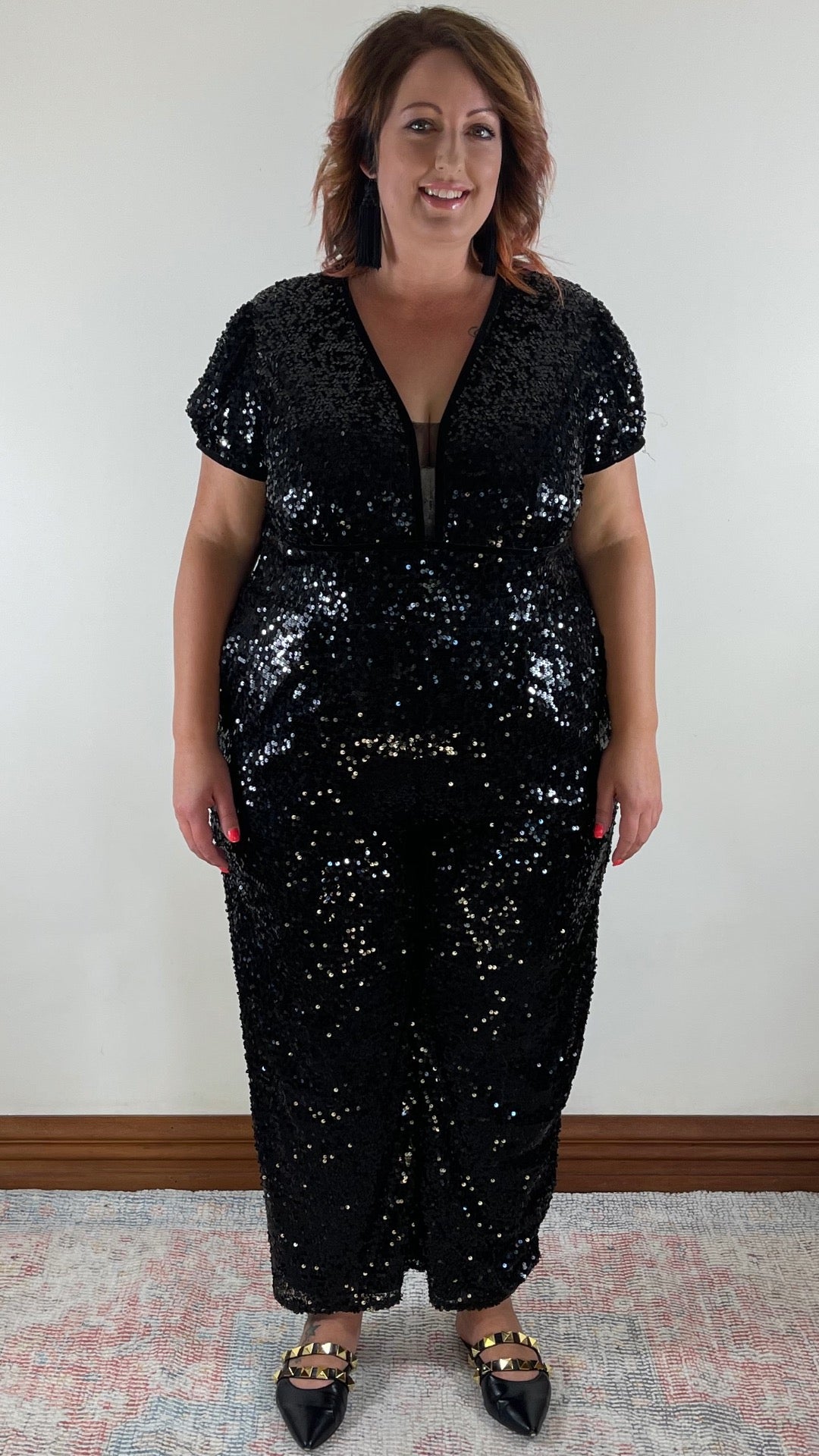 Becca Sequin Plunge Jumpsuit