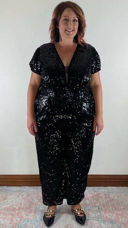 Becca Sequin Plunge Jumpsuit