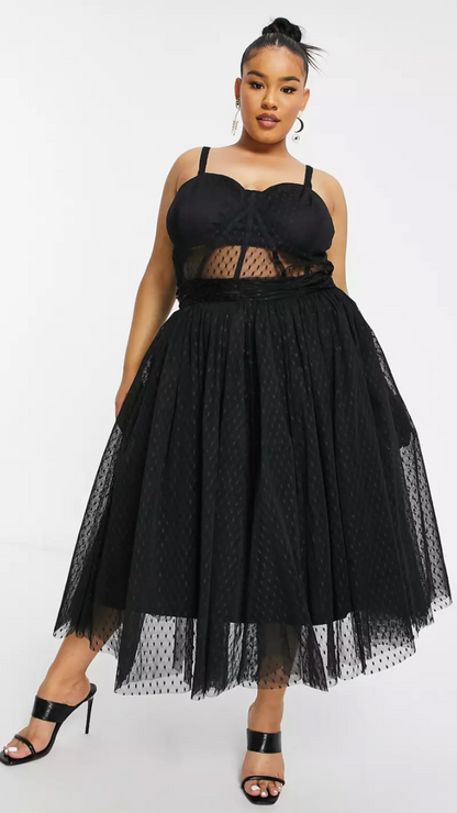 Corset Waist Midi Dress