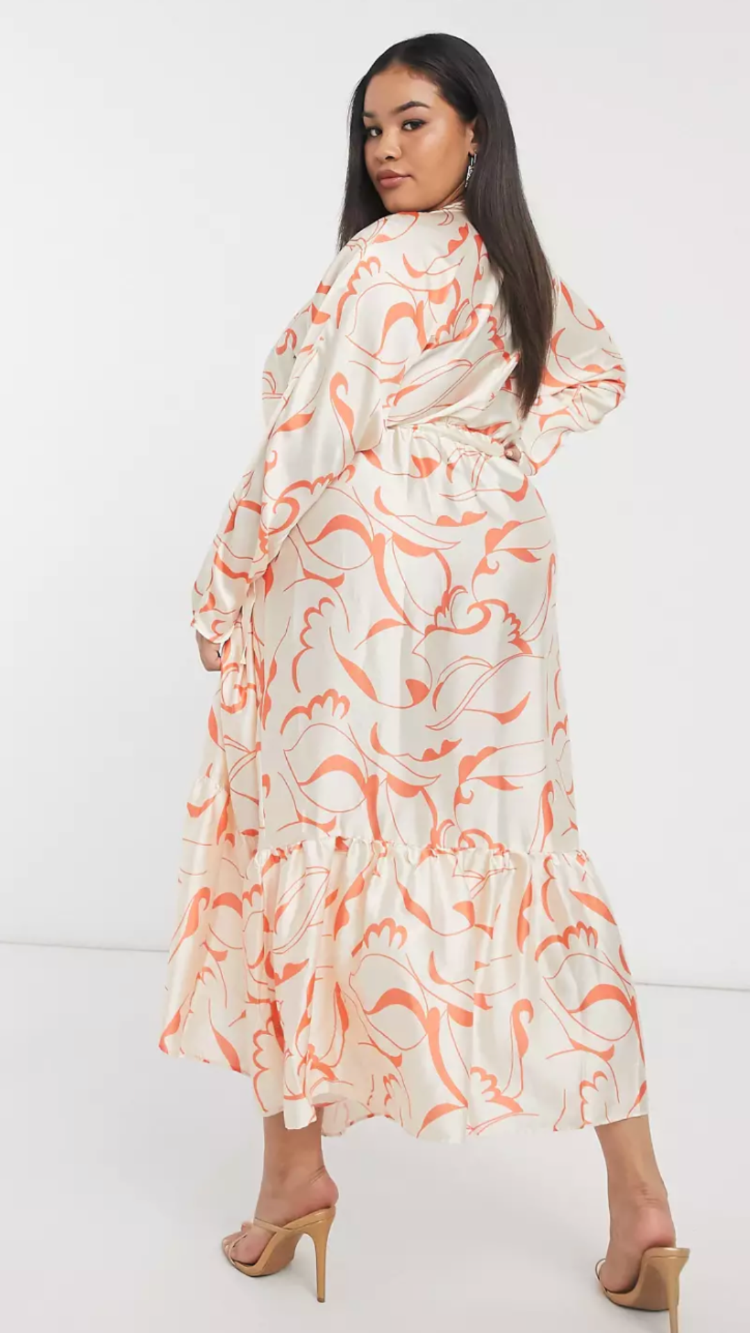 Satin Wrap Tiered Maxi Dress