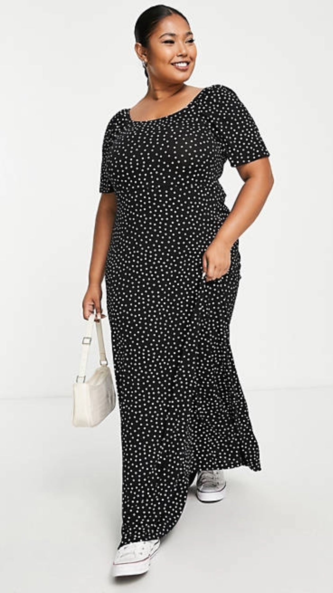 Black Polka Dot Square Neck Dress